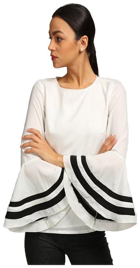 

Era Style Women Striped Regular top - White