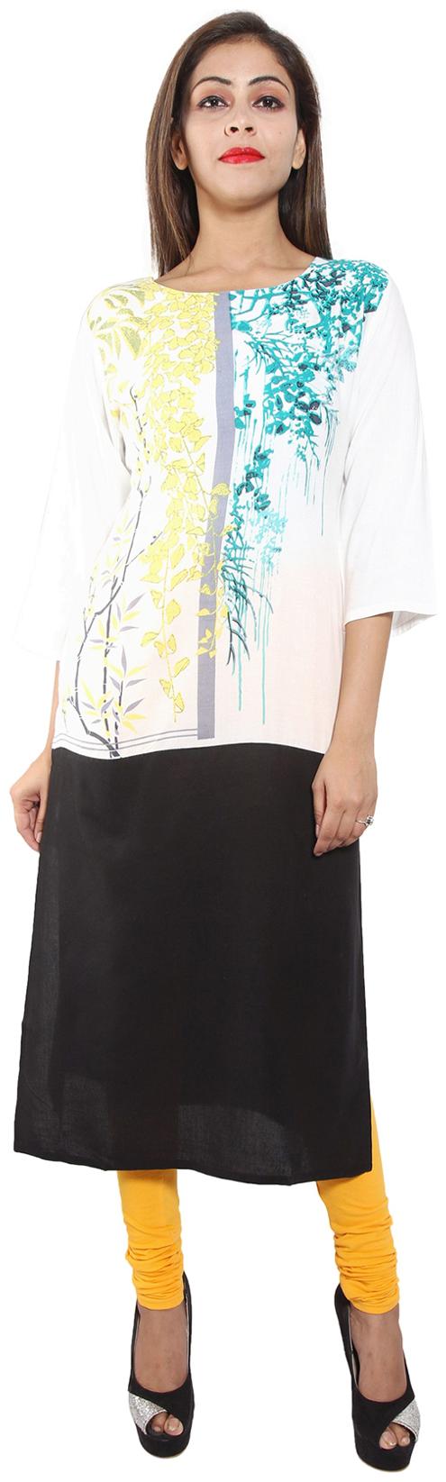 

eTape Women Black Printed Straight Kurti
