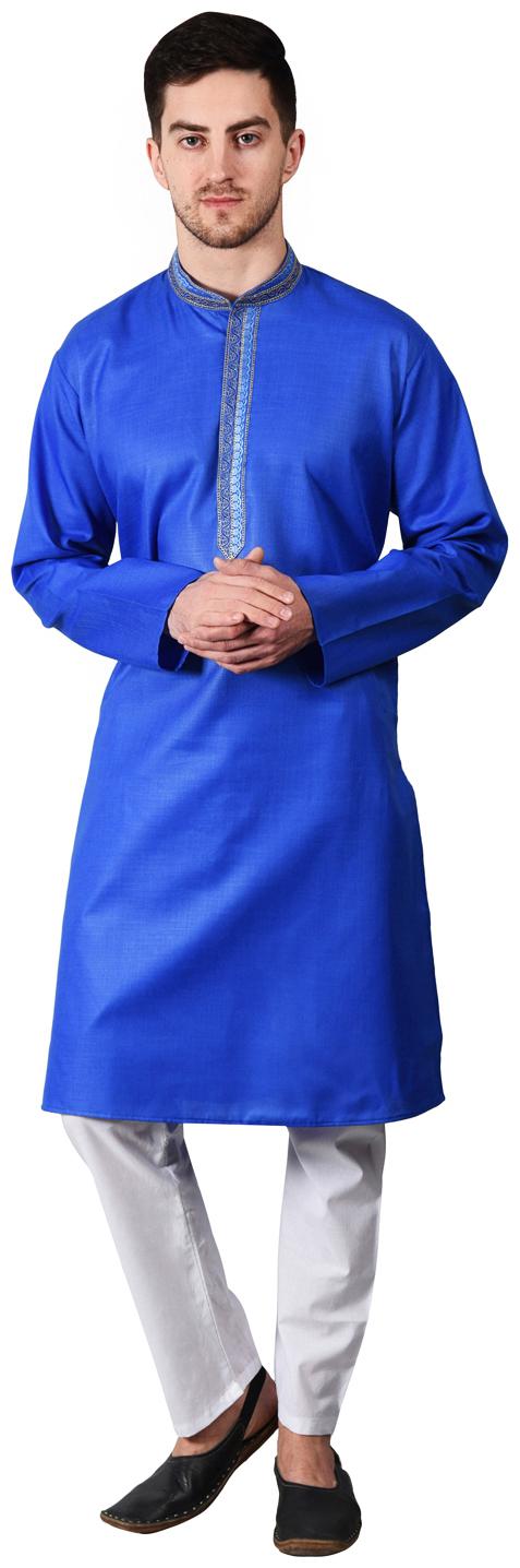 

Ethico Blue Solid Kurta and Pyjamas