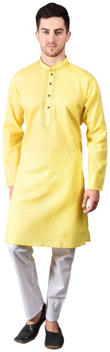 

Ethico Yellow Solid Kurta and Pyjamas