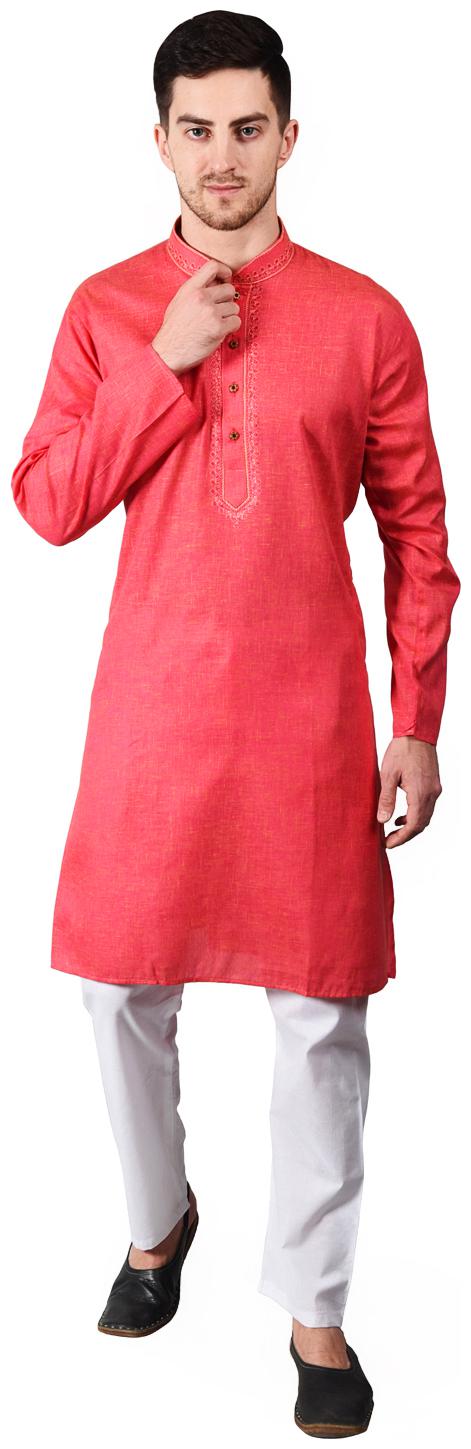 

Ethico Red Solid Kurta and Pyjamas