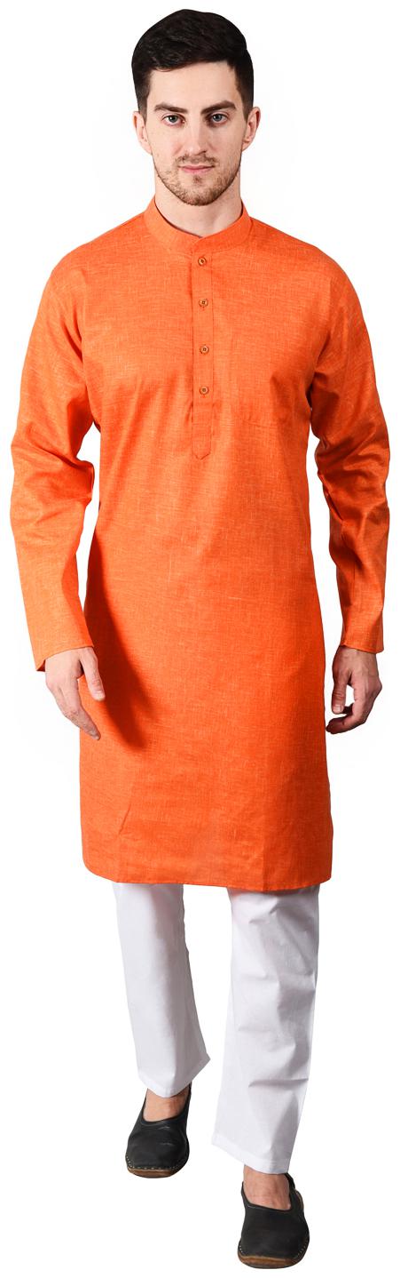 

Ethico Orange Solid Kurta and Pyjamas