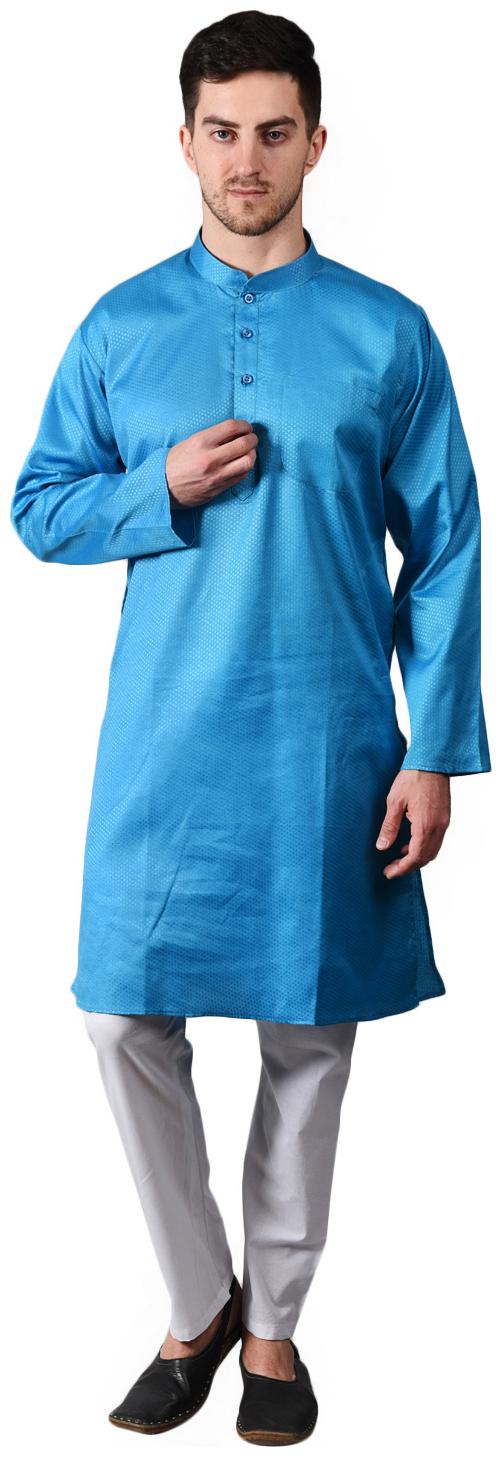 

Ethico Blue Solid Kurta and Pyjamas
