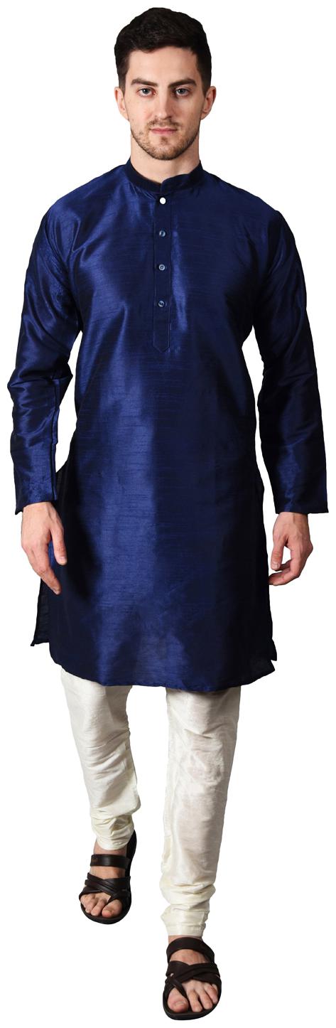 

Ethico Men Cotton Solid Kurta Churidar Set (Navy Blue)