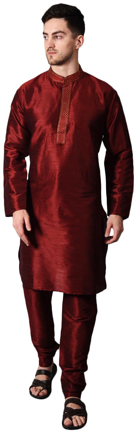 

Ethico Maroon Solid Kurta and Churidar