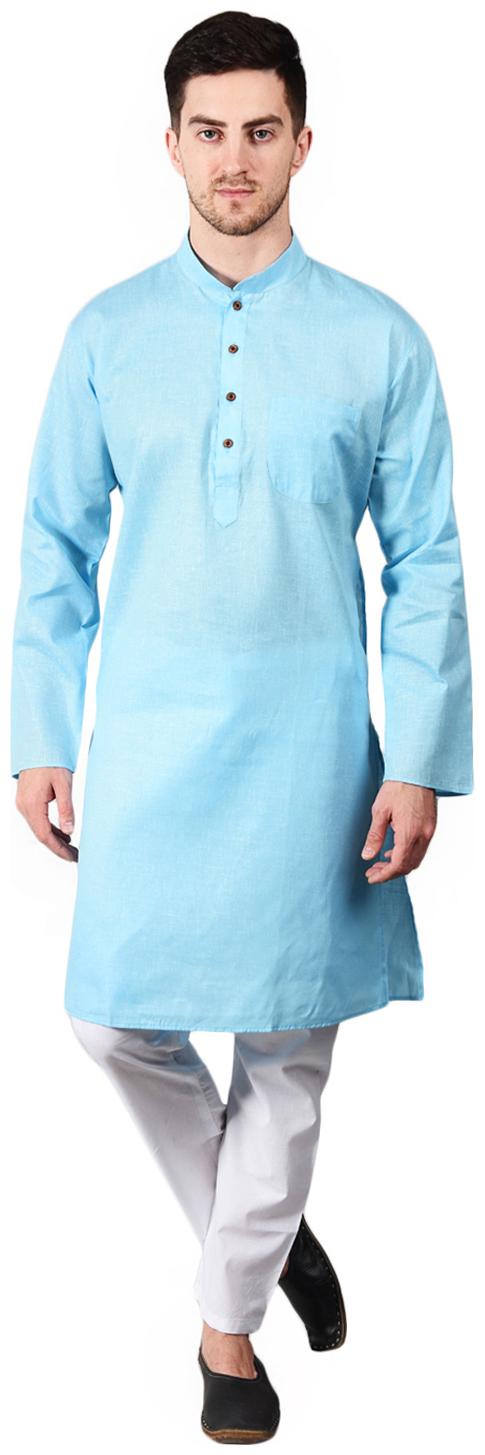 

Ethico Blue Solid Kurta and Pyjamas