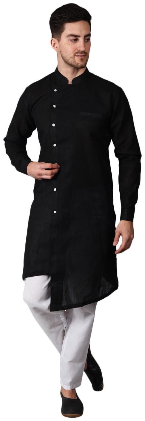 

Ethico Black Solid Kurta and Trousers