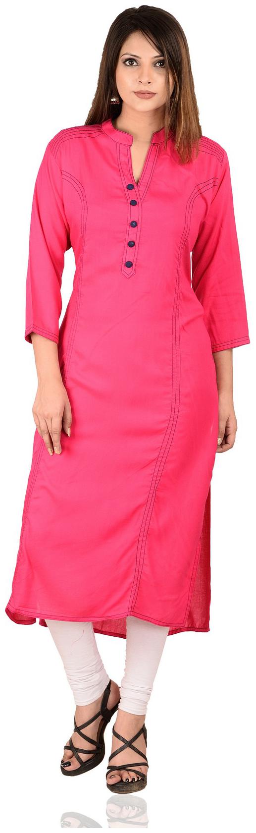 

Fab Attire Women Pink Printed Straight Kurti