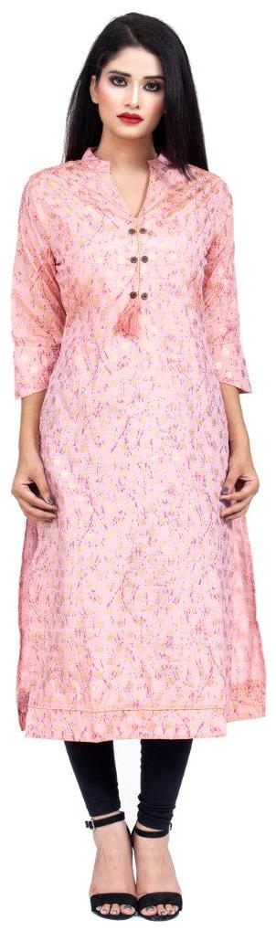 

ETHNIC GIRLS Women Pink Printed Straight Kurta