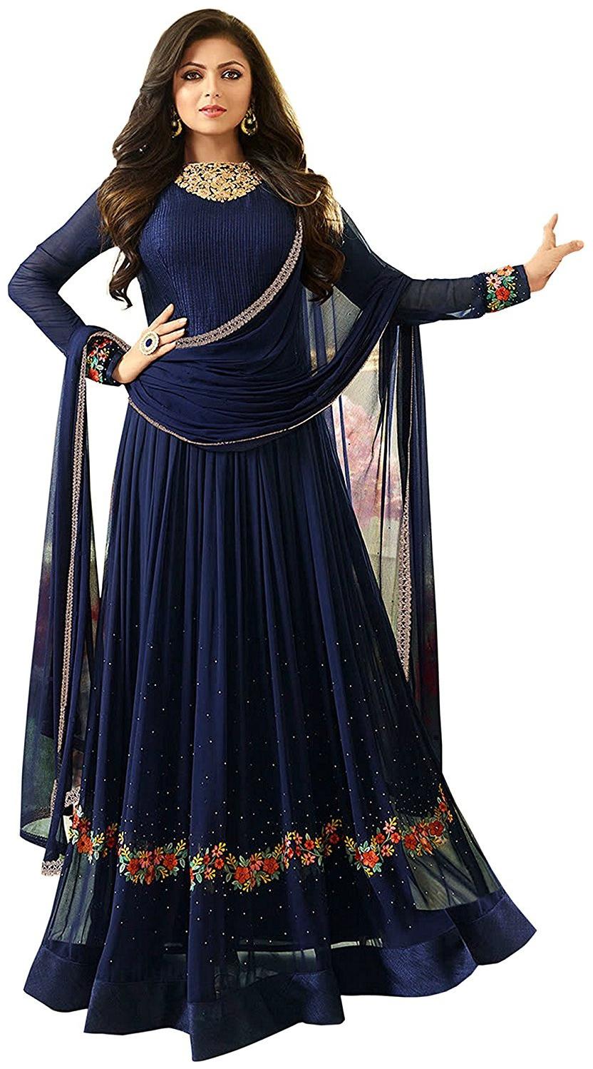 

ETHNIC YARD Georgette Regular Solid Gown - Green