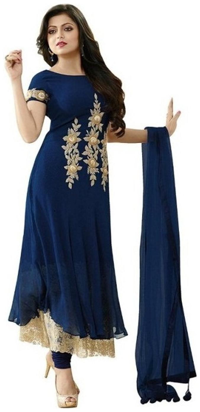 

Ethnic Yard Designer Gerogette Embroidered Anarkali Semi-Sttiched Salwar suit