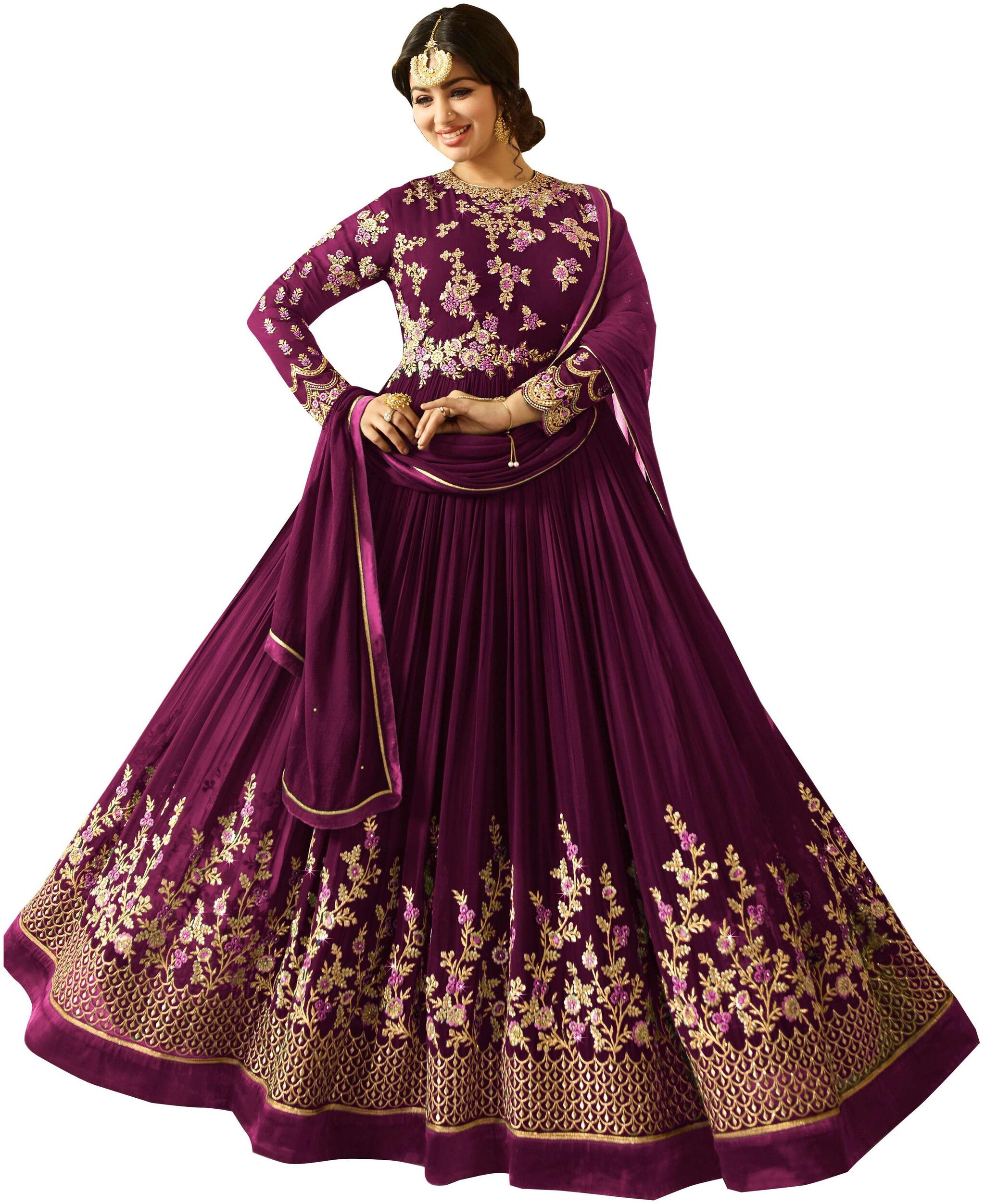 

Ethnic Yard Purple Faux Georgette Embroidered Anarkali Salwar Suit