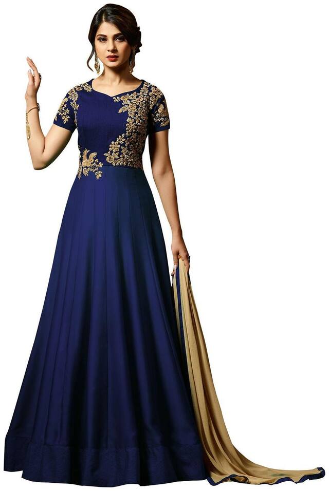 Ethnic Yard Bollywood Designer Silk Anarkali Salwar Suit With Dupatta