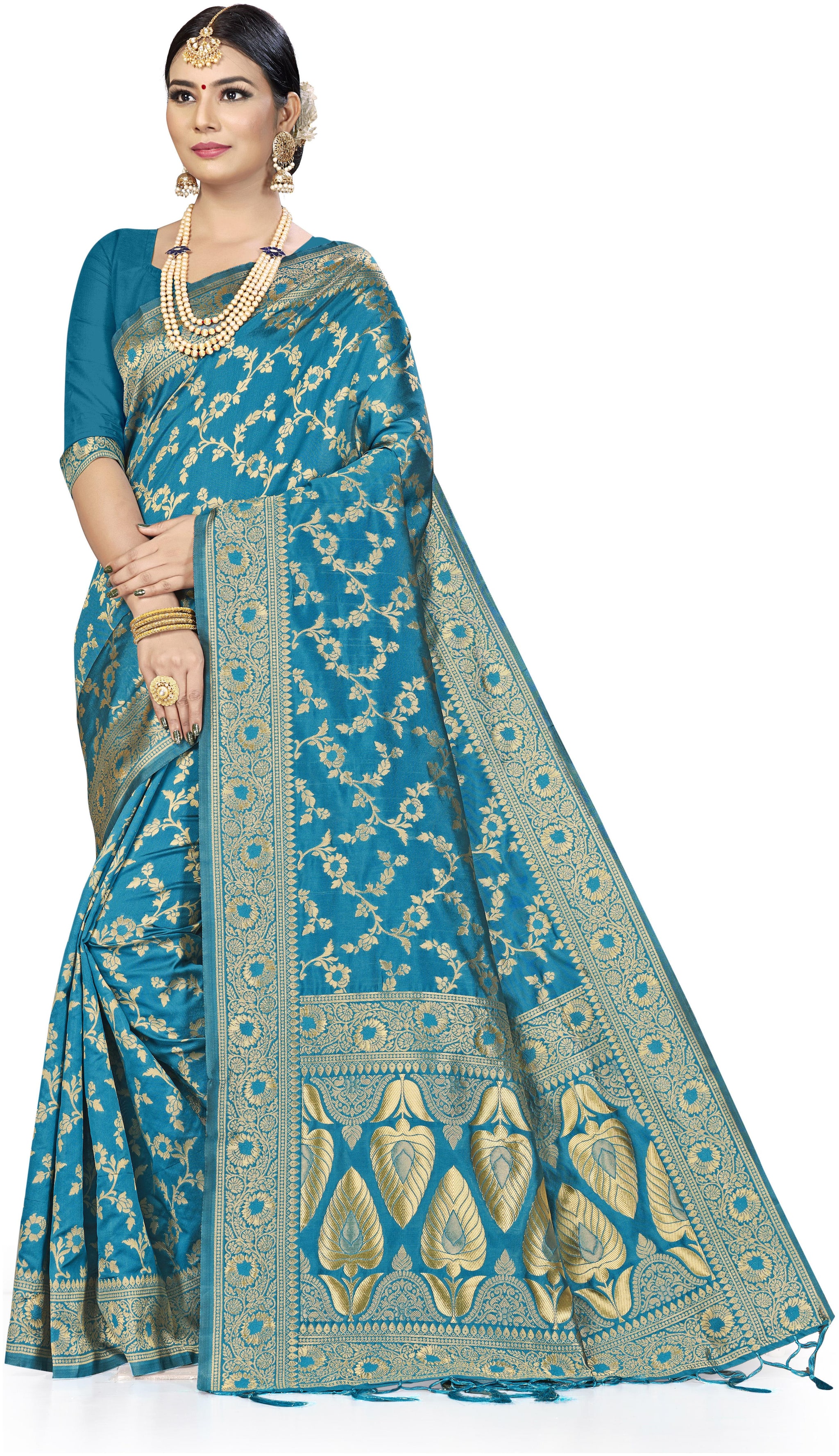 

Ethnic4U Artificial Silk Party Wear Women Regular Saree Blue