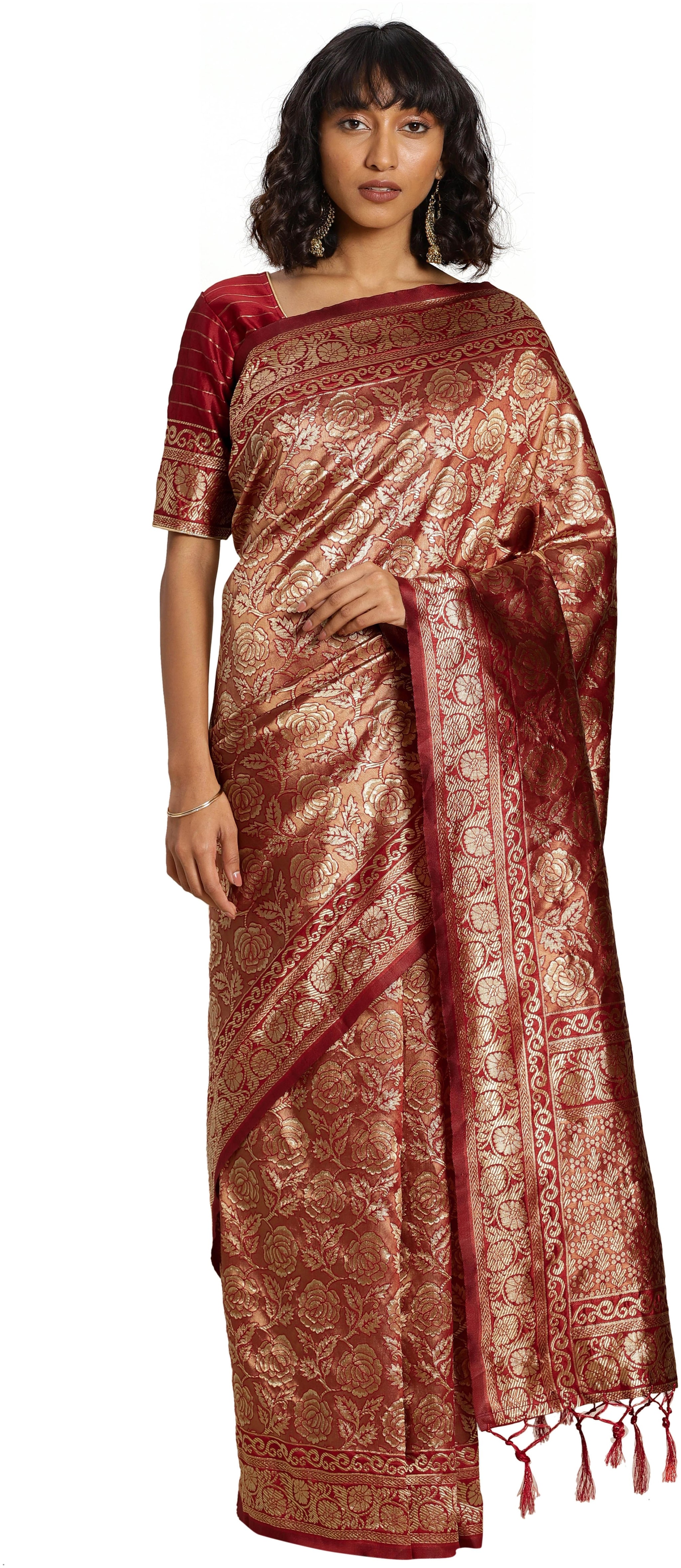 

Ethnic4U Artificial Silk Party Wear Women Regular Saree Red