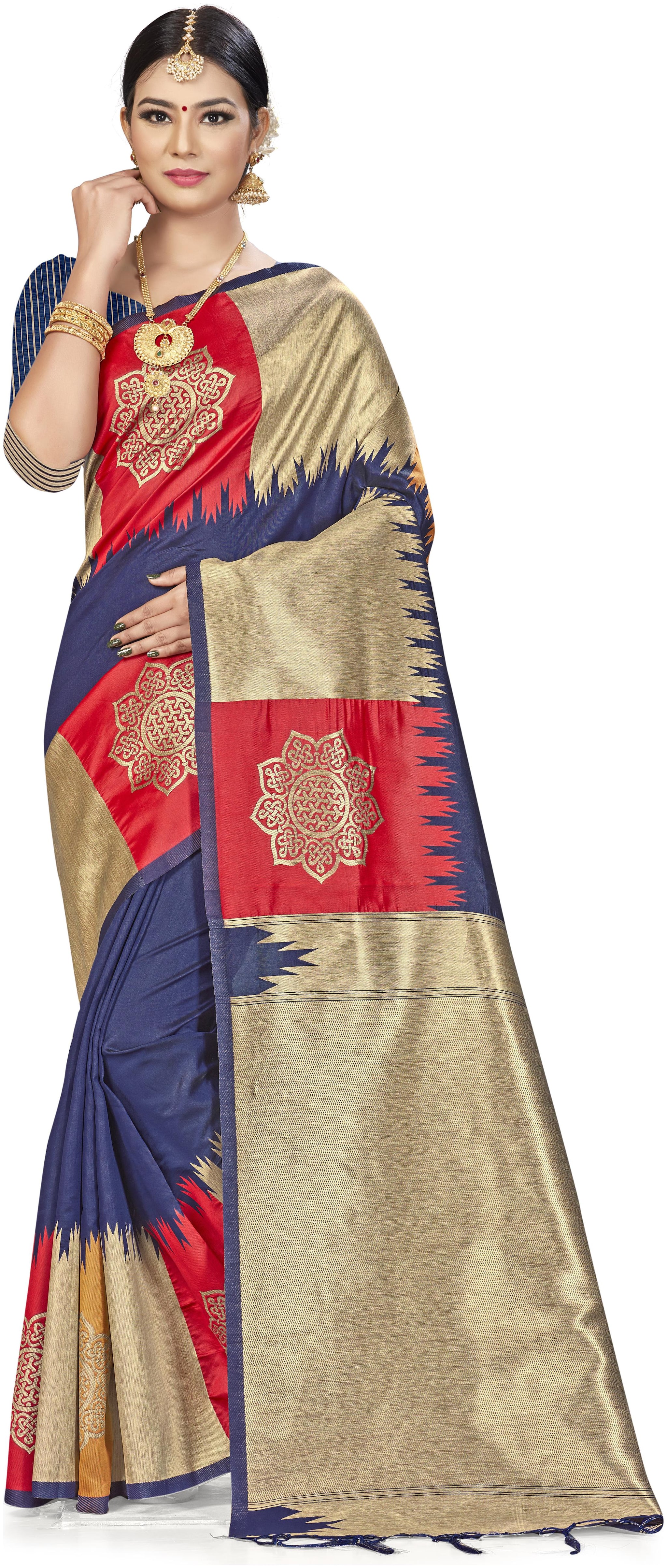

Ethnic4U Artificial Silk Party Wear Women Regular Saree Blue