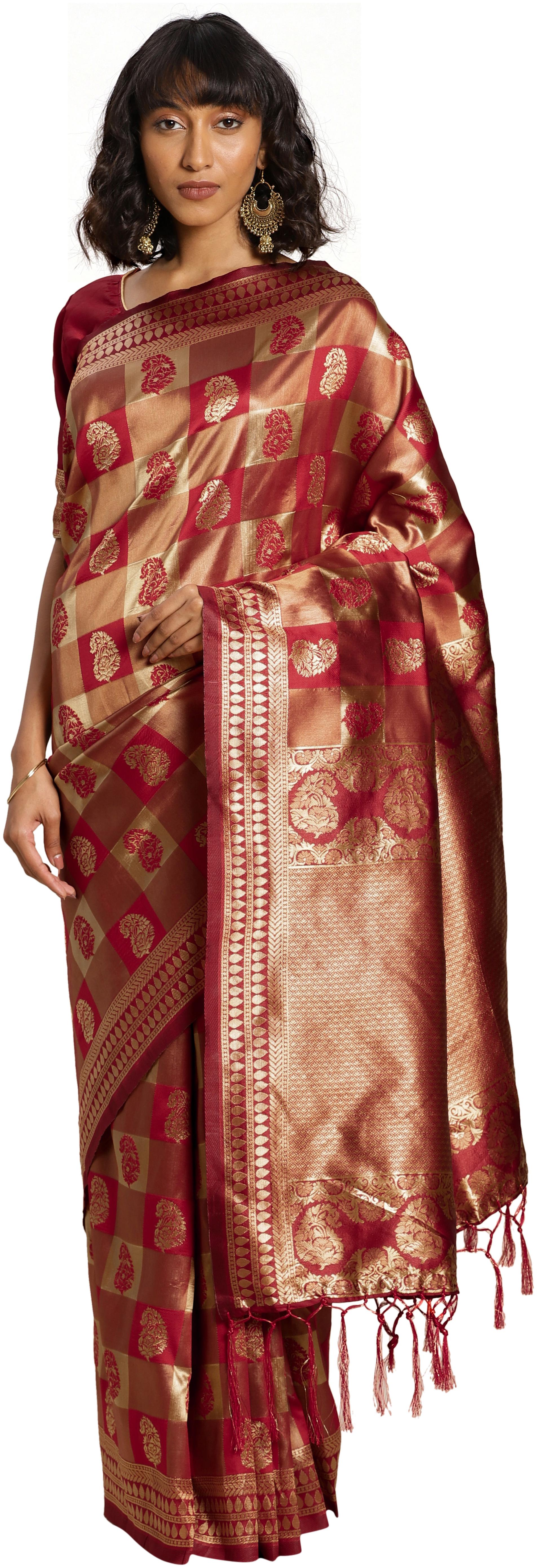 

Ethnic4U Artificial Silk Party Wear Women Regular Saree Red