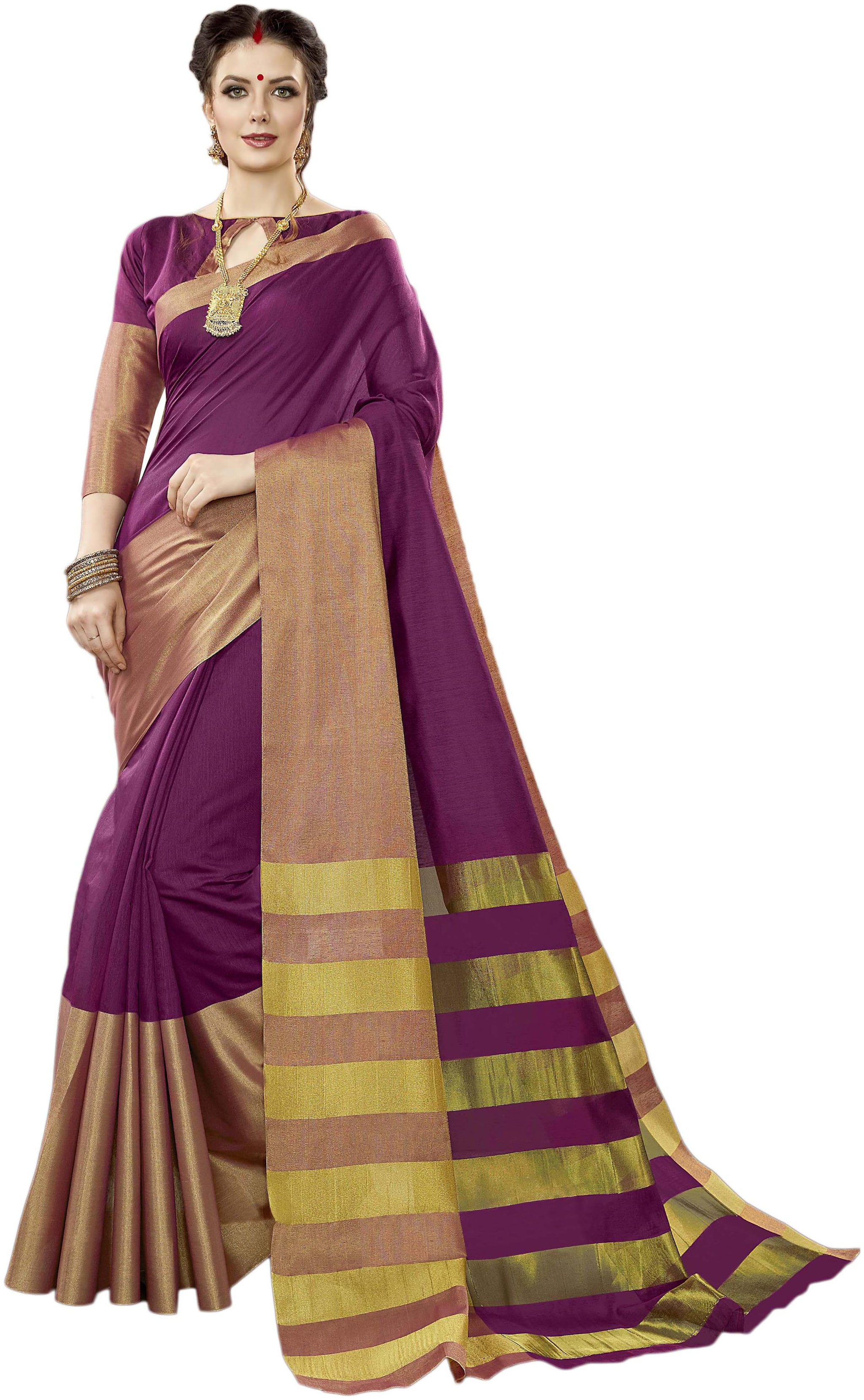 

Ethnic4u Cotton Silk Magenta Pink Color Weaving Work Saree With Unstitched Blouse (E4UHID1108)