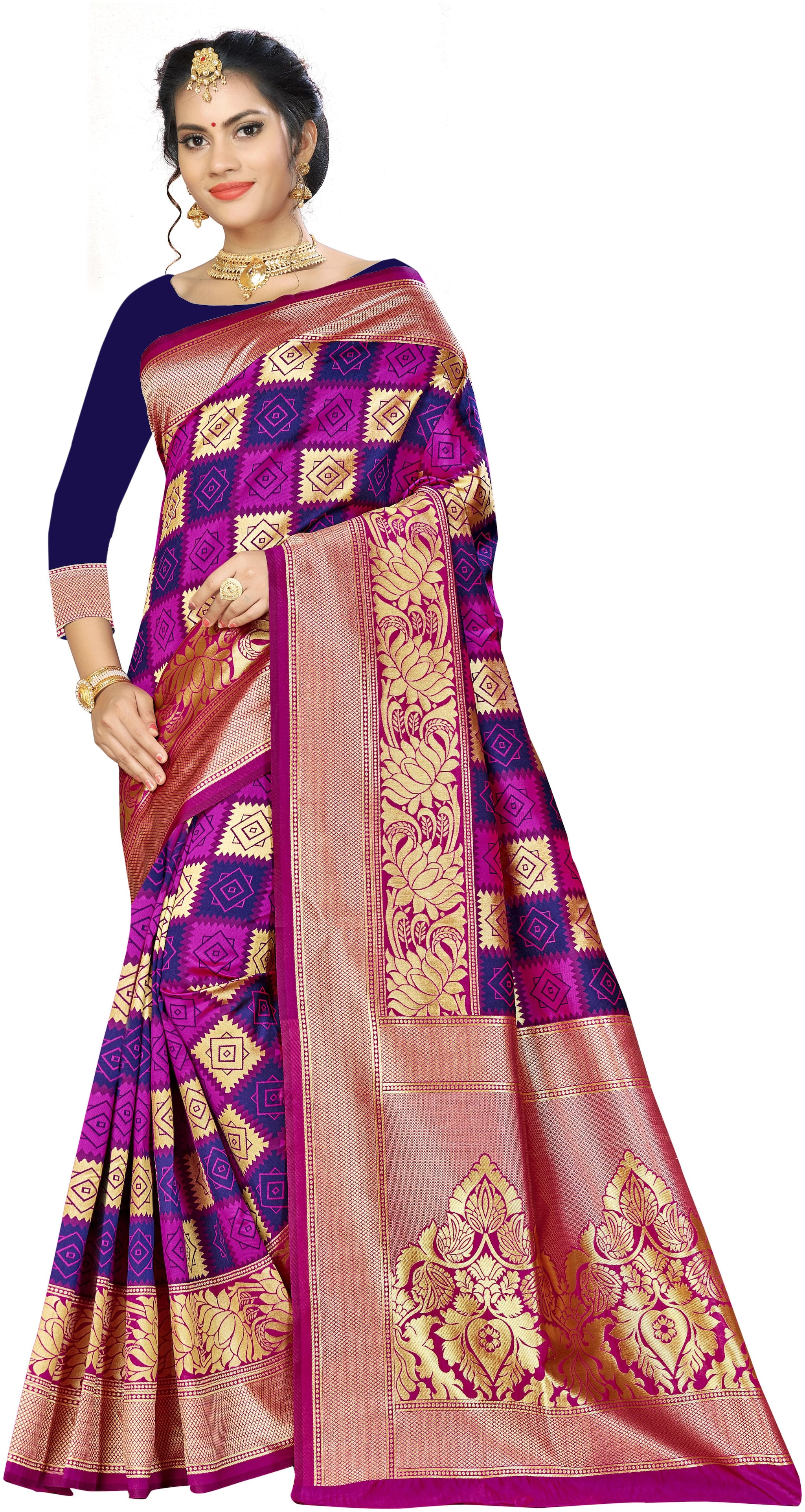 

Ethnic4U Silk Banarasi Designer Saree Multi color