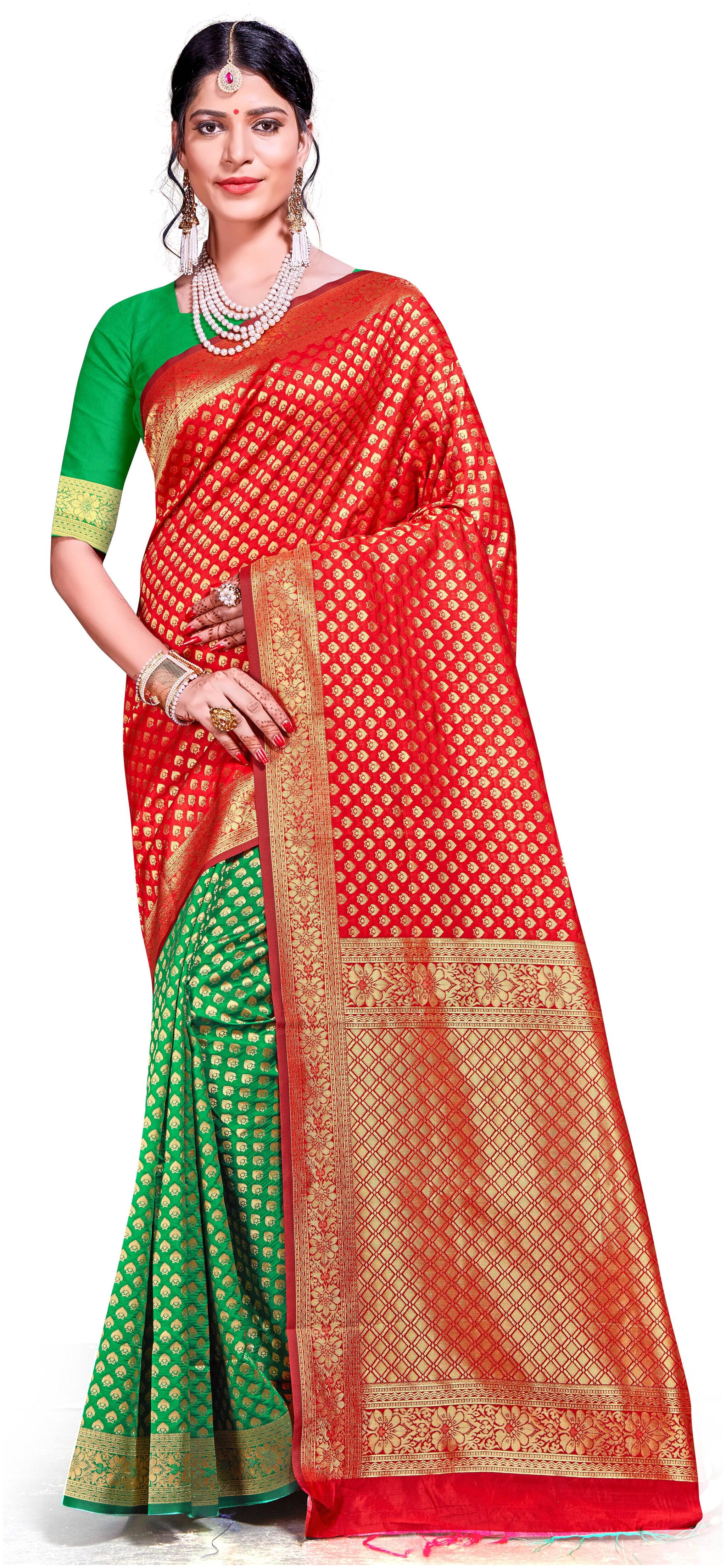 

Ethnic4U Women Silk Designer Saree Multi color