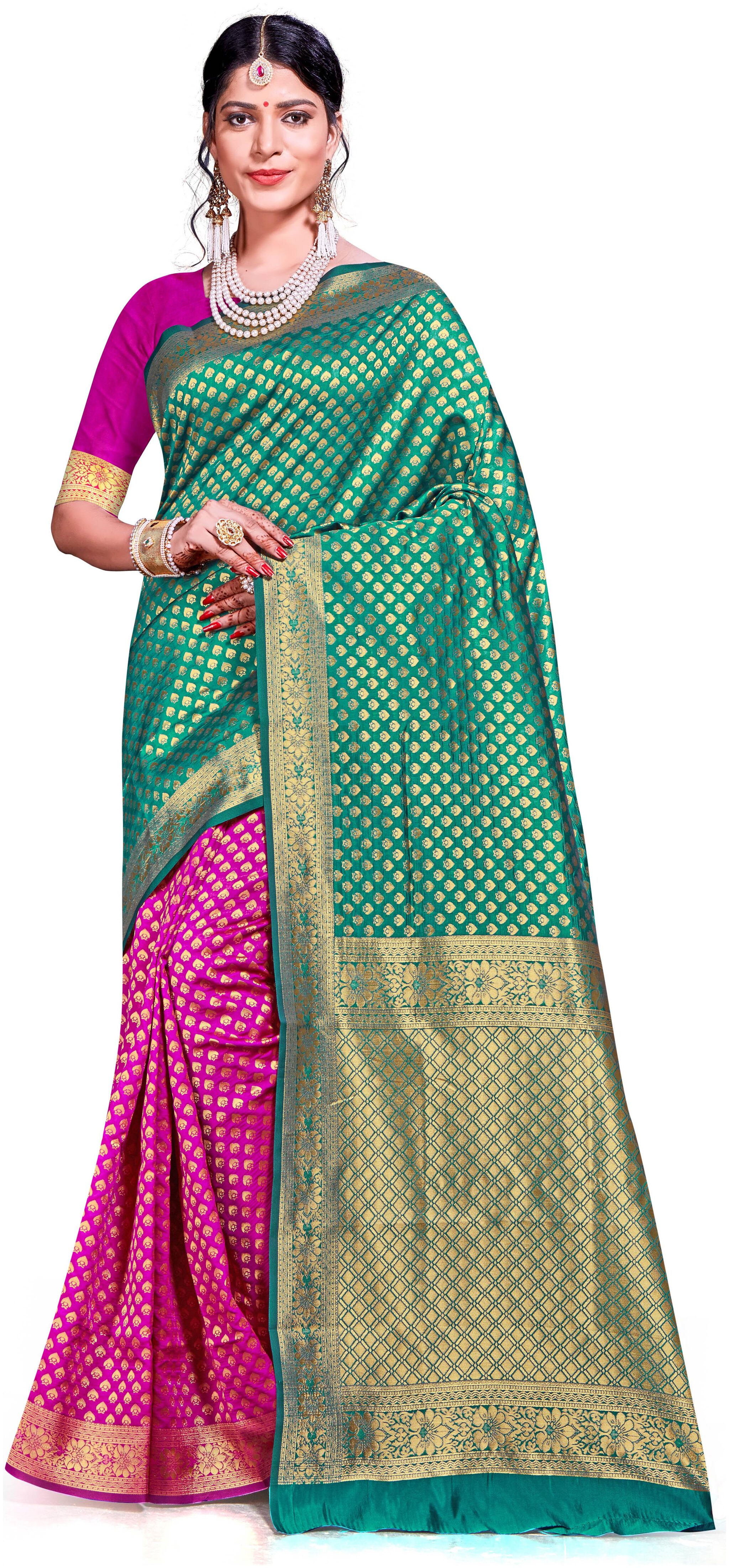 

Ethnic4U Women Silk Designer Saree Multi color