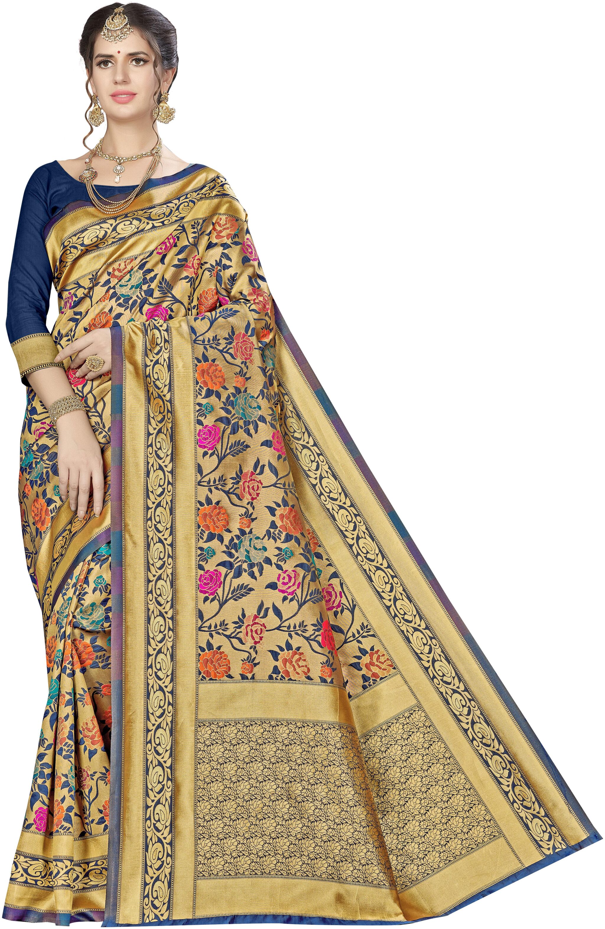 

Ethnic4U Women Multi Color Banarasi Silk Saree