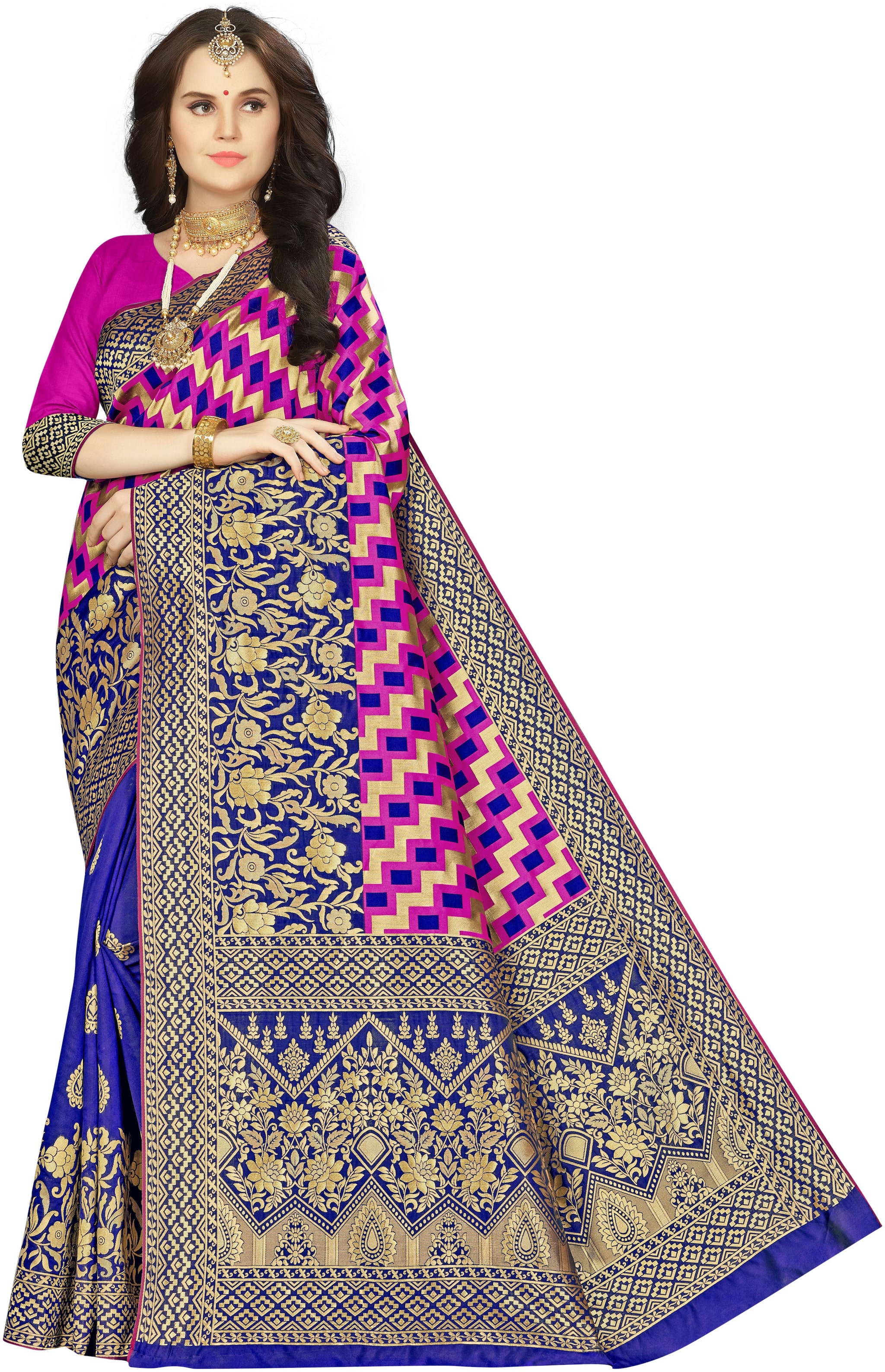 

Ethnic4U Women Multi Color Banarasi Silk Saree