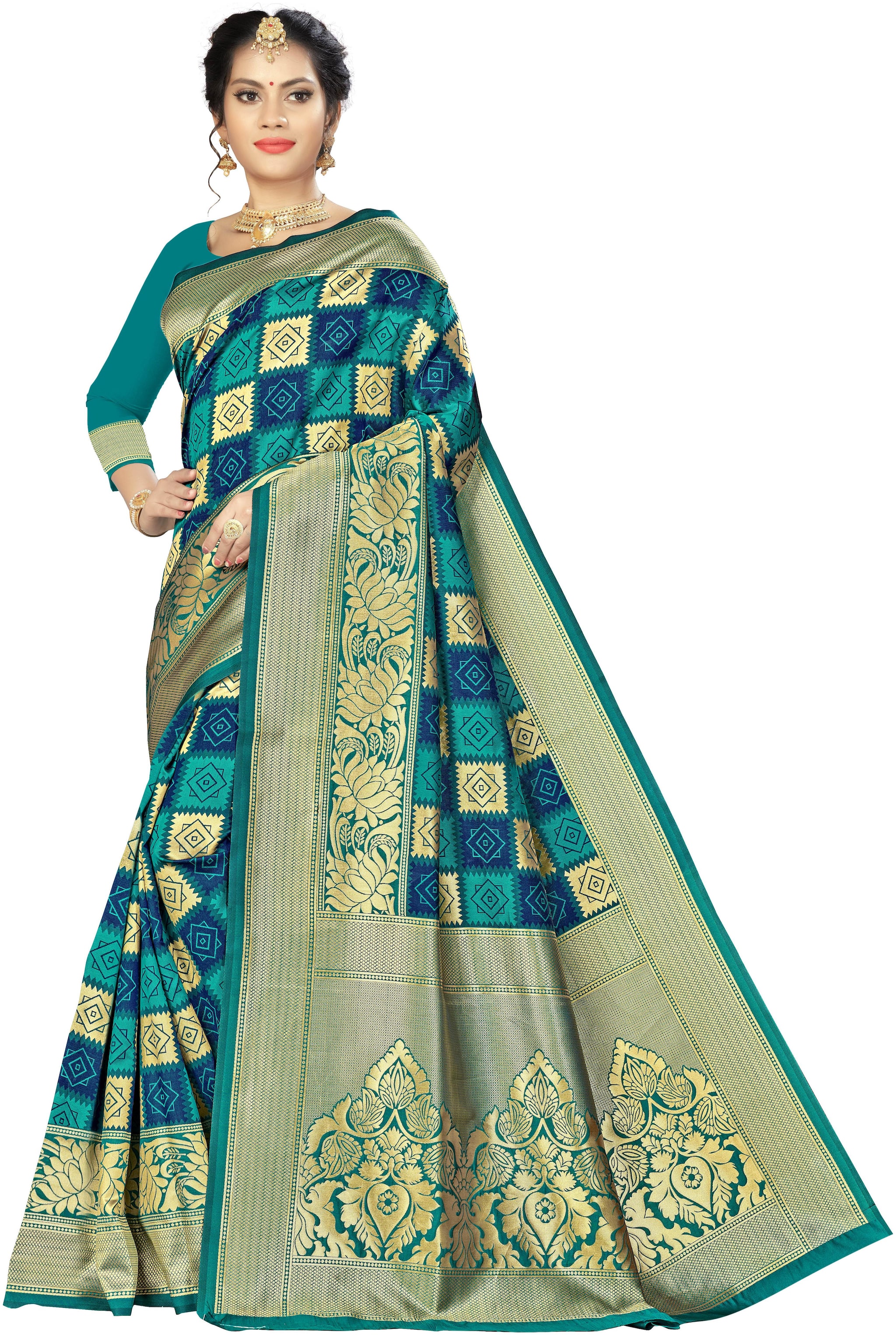 

Ethnic4U Women Multi Color Banarasi Silk Saree