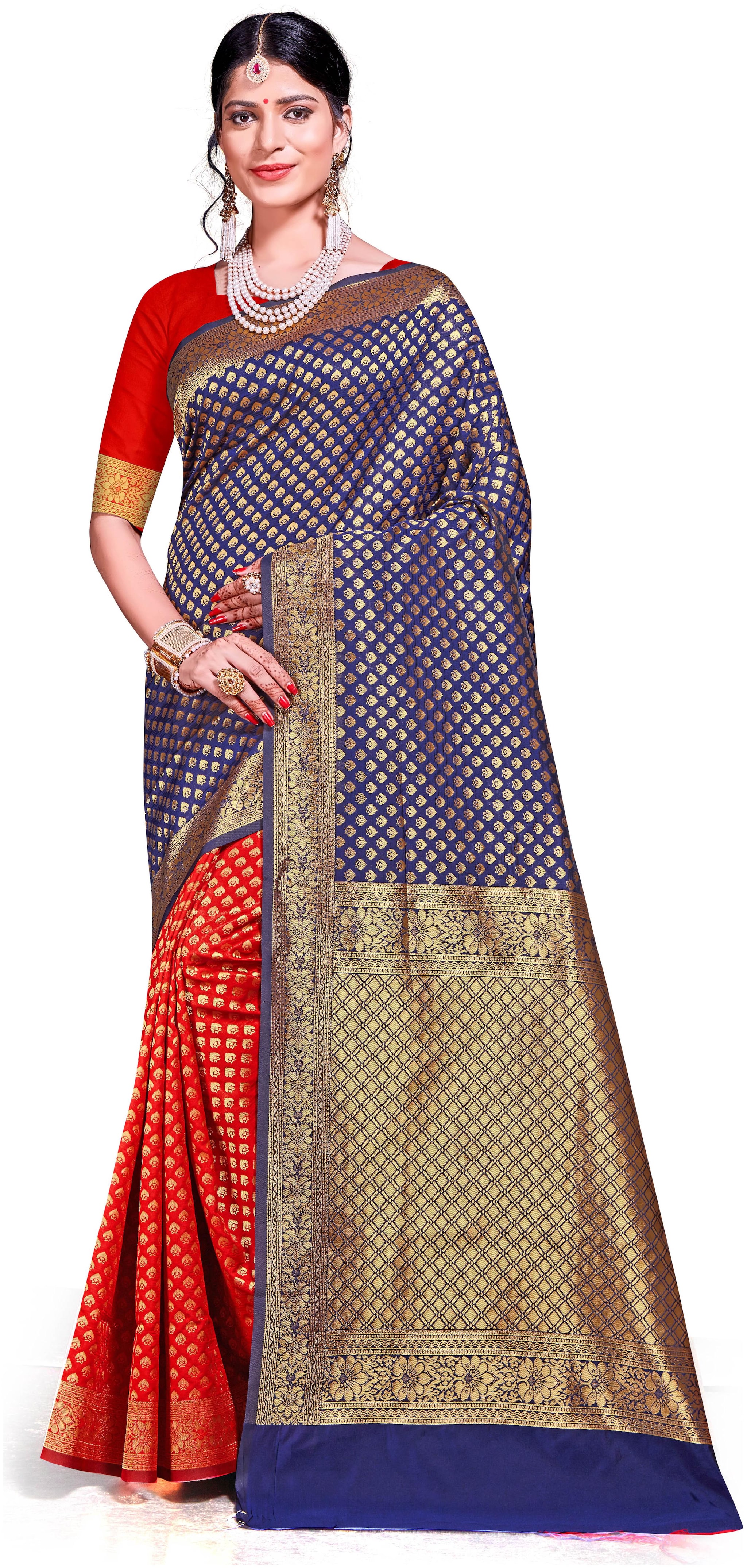 

Ethnic4U Women Silk Designer Saree Multi color