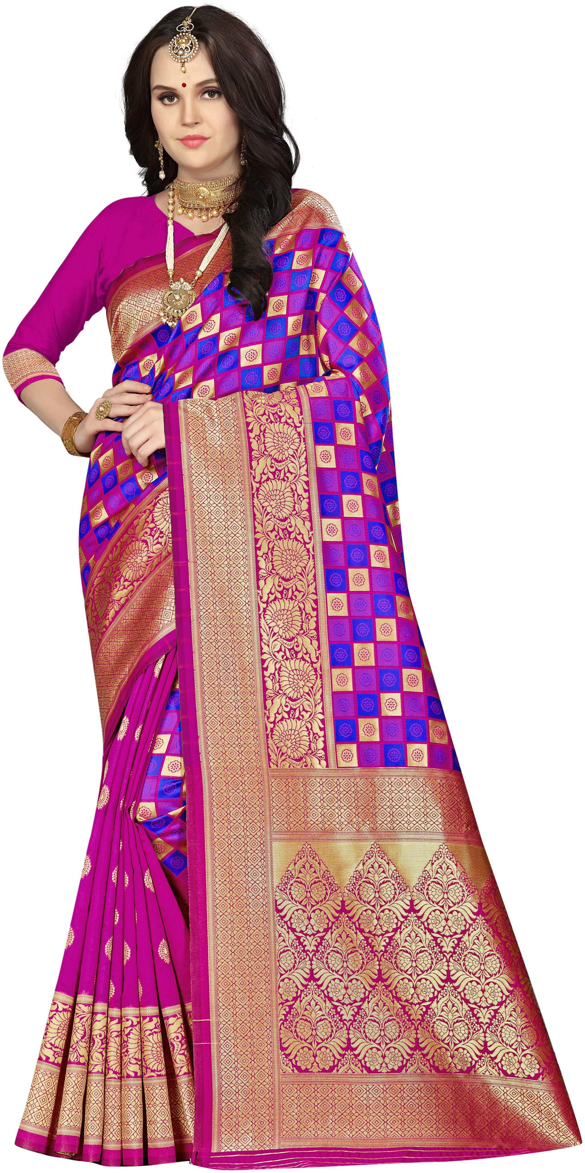 

Ethnic4U Women Silk Designer Saree Multi color