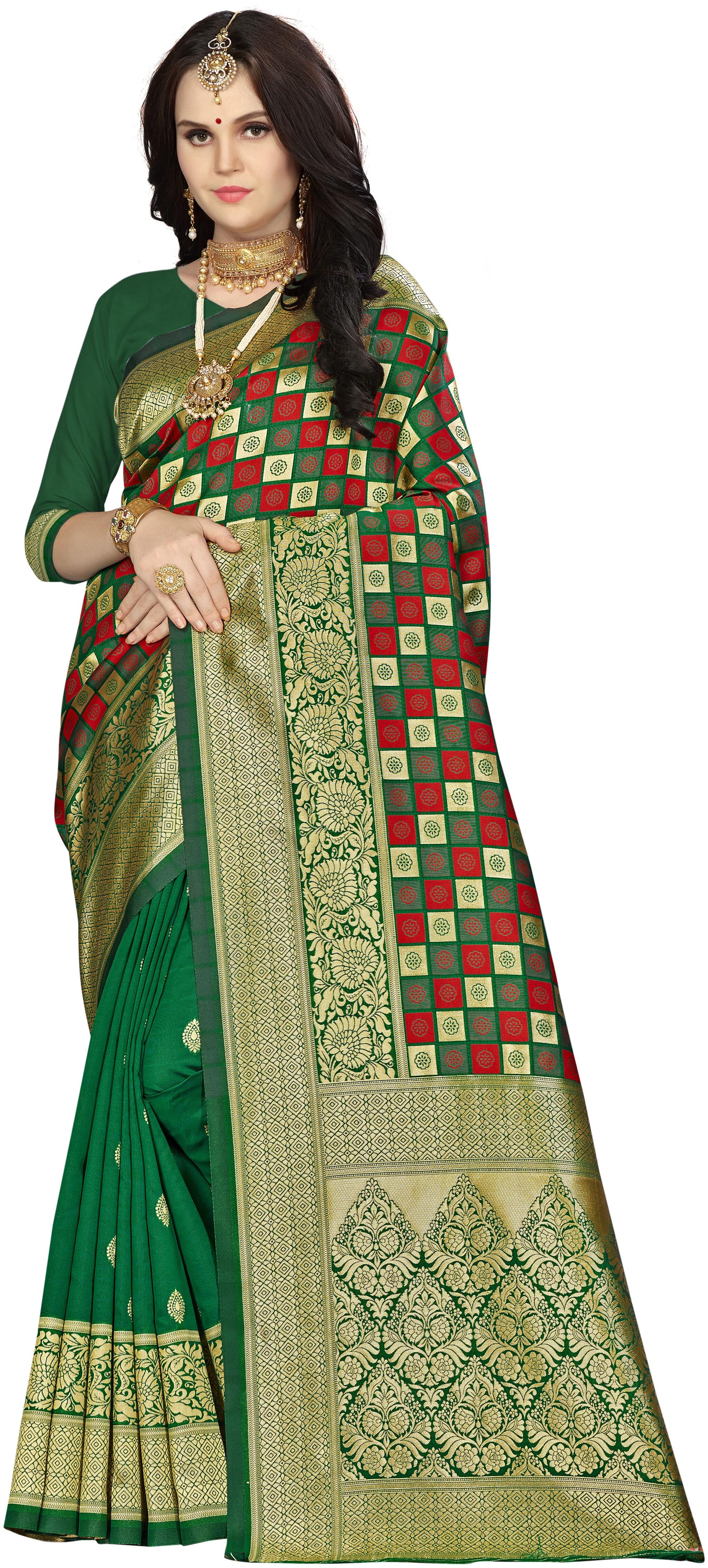 

Ethnic4U Women Silk Designer Saree Multi color