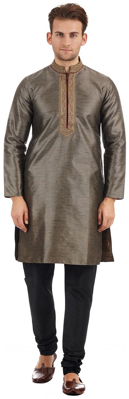 

Ethnicity Men Festive and Partywear Straight Kurta Pyjama -Grey Black