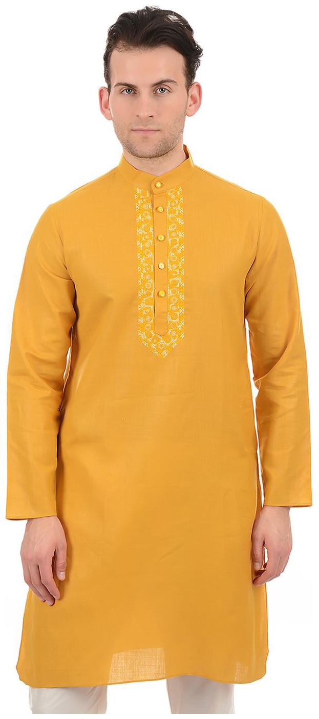 

Ethnicity Men Yellow Regular Fit Kurta