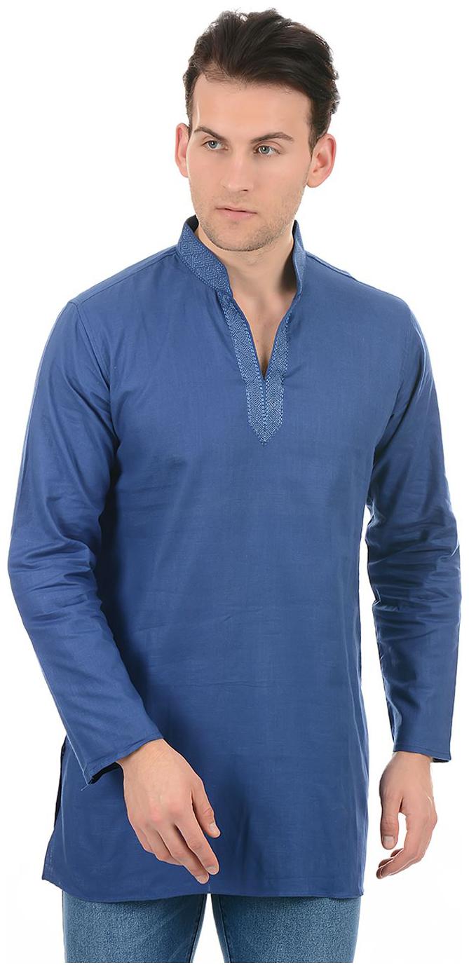 

Ethnicity Men Cotton Solid Kurta Navy Blue