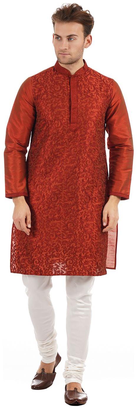 

Ethnicity Men Festive and Partywear Ethnic Kurta Pyjama -Maroon White