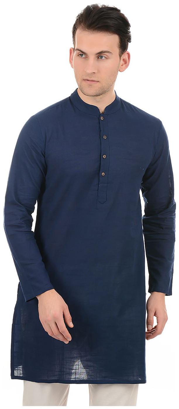 

Ethnicity Men Cotton Solid Kurta Navy Blue