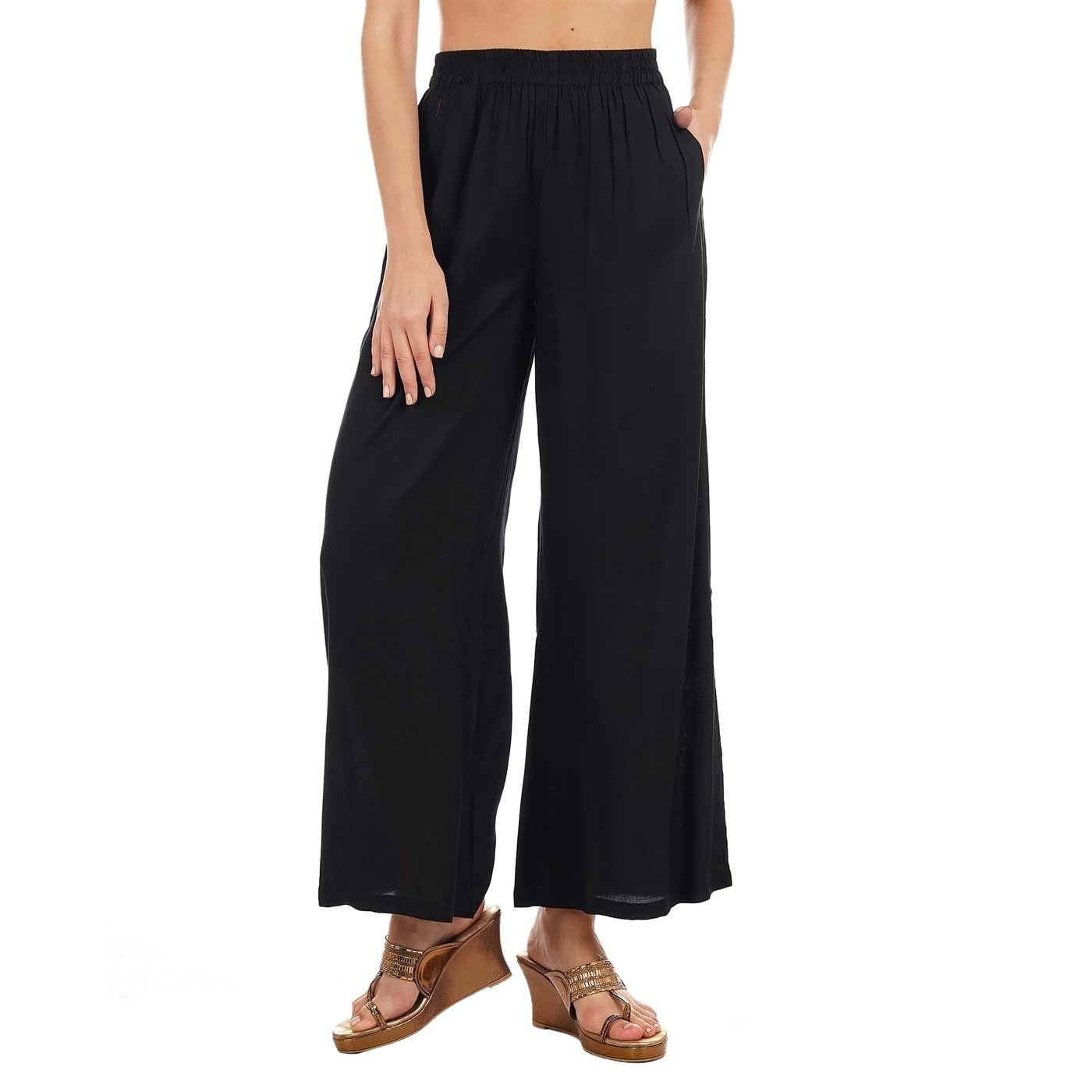 

Ethnicity Black Solid Flared Palazzo