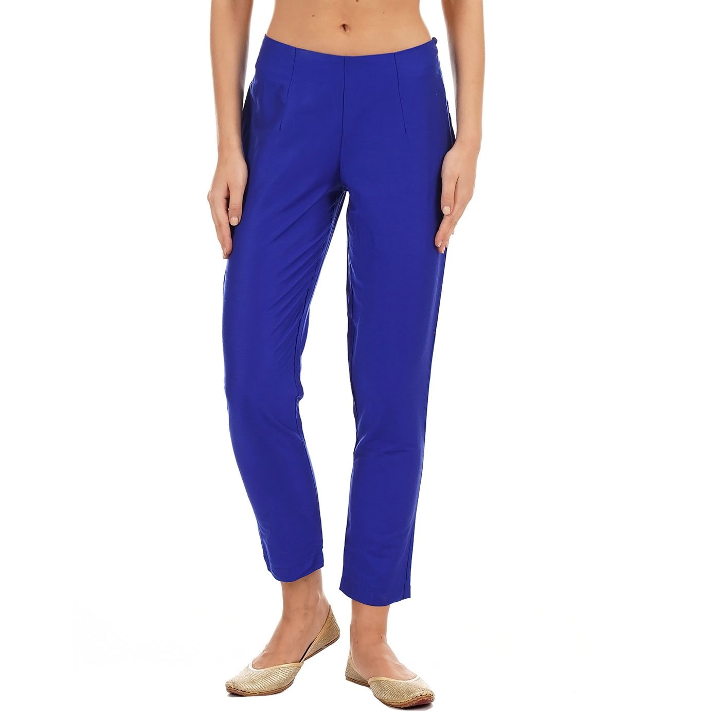 

Ethnicity Women Polyester Solid Blue Pant