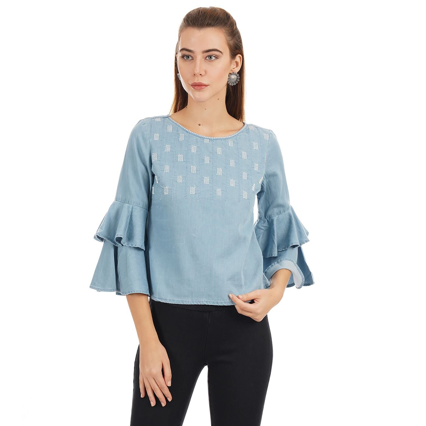 

Ethnicity Women Embroidered Regular top - Blue