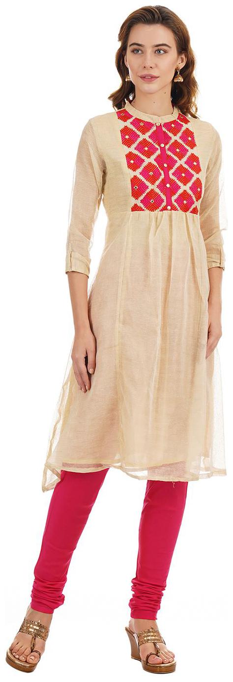 

Ethnicity Women Beige A Line Kurta