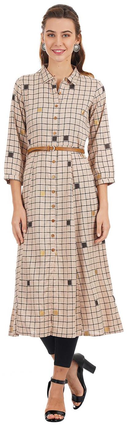

Ethnicity Women Beige A Line Kurta