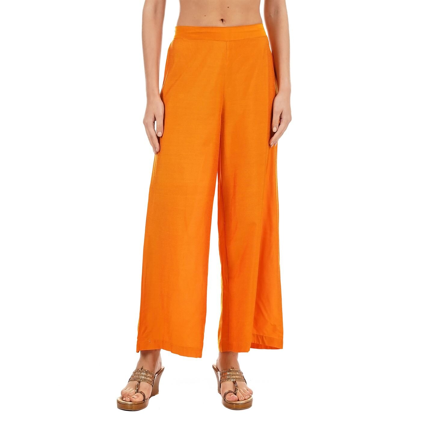 

Ethnicity Orange Solid Flared Palazzo