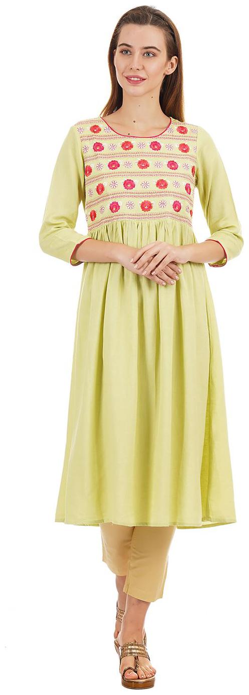 

Ethnicity Women Green A Line Kurta