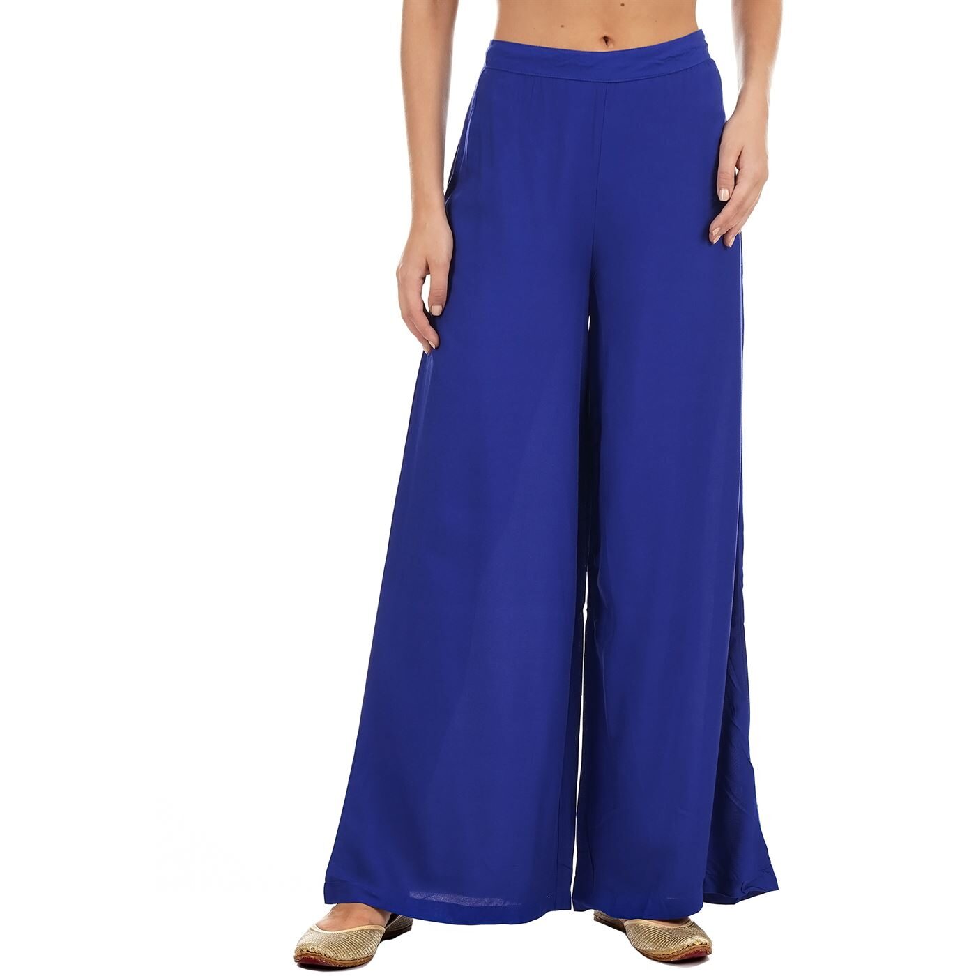 

Ethnicity Blue Solid Flared Palazzo