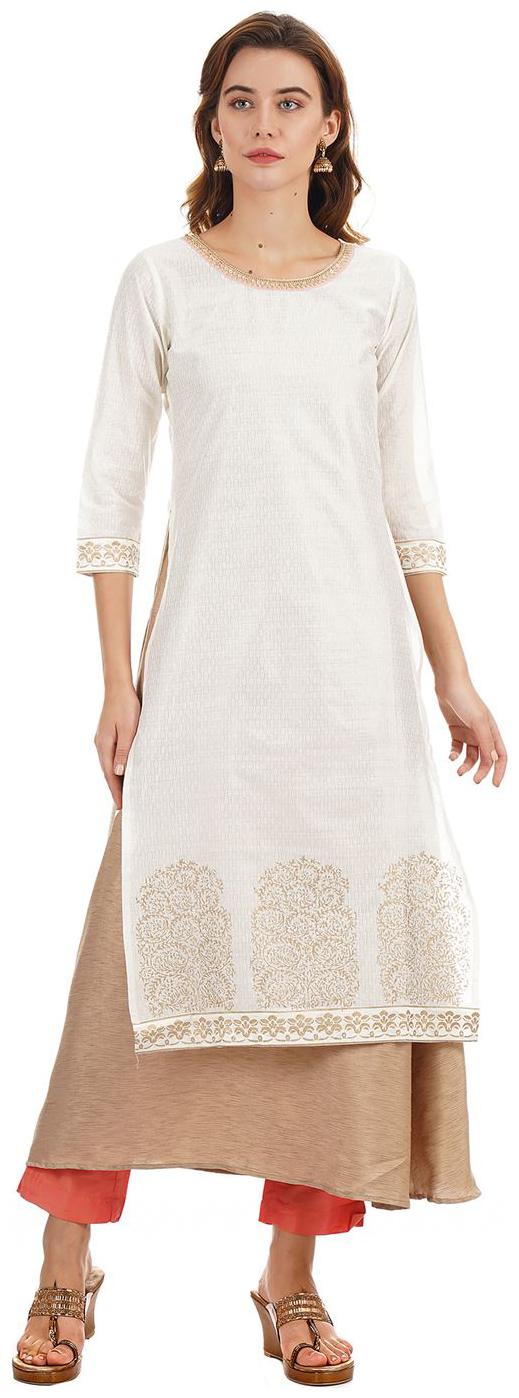 

Ethnicity Women White Printed Layered Kurta