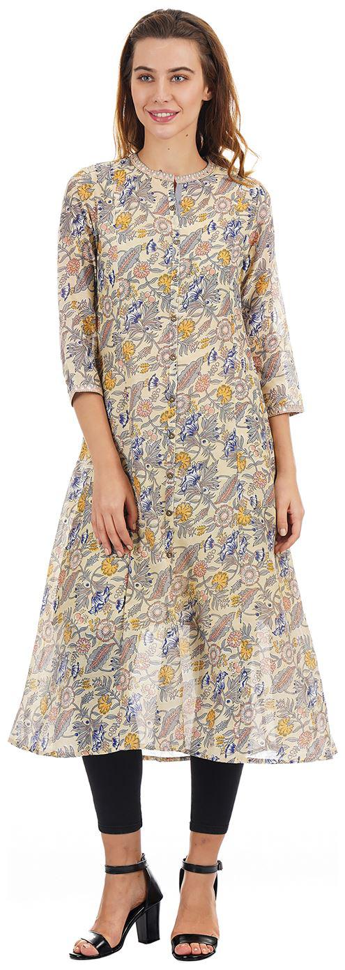 

Ethnicity Women Beige A Line Kurta
