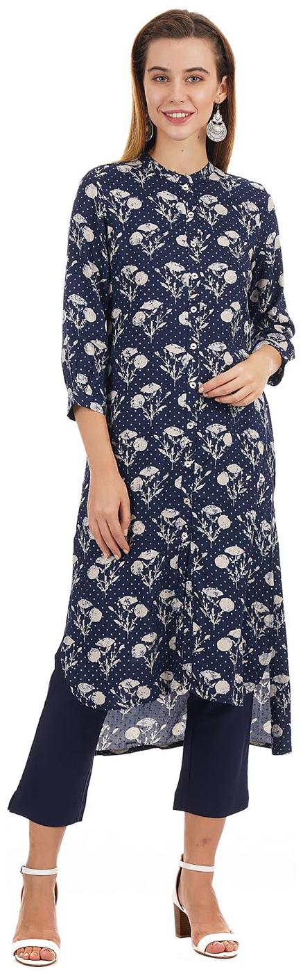 

Ethnicity Women Blue Printed Straight Kurta