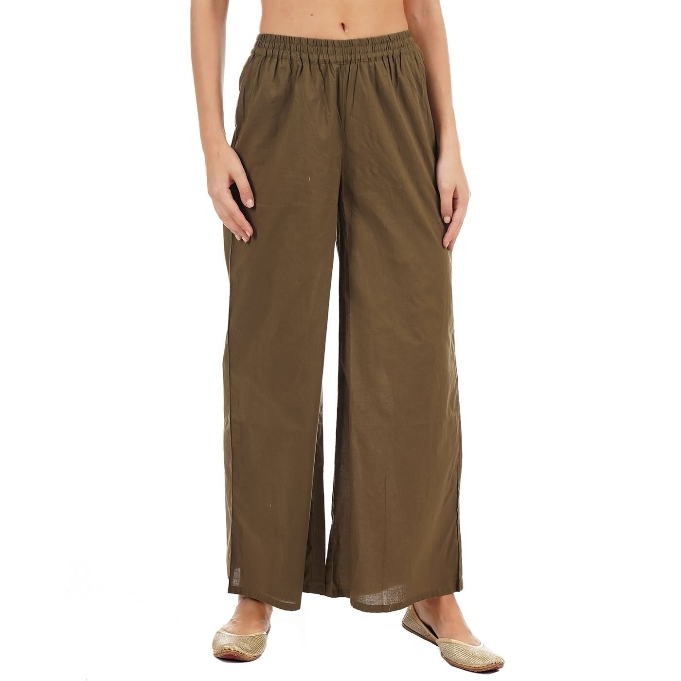 

Ethnicity Olive Solid Flared Palazzo