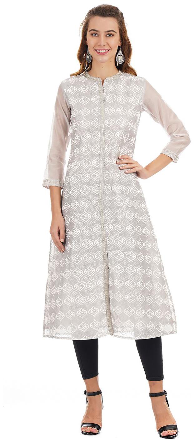

Ethnicity Women Cotton Printed Kurta Grey