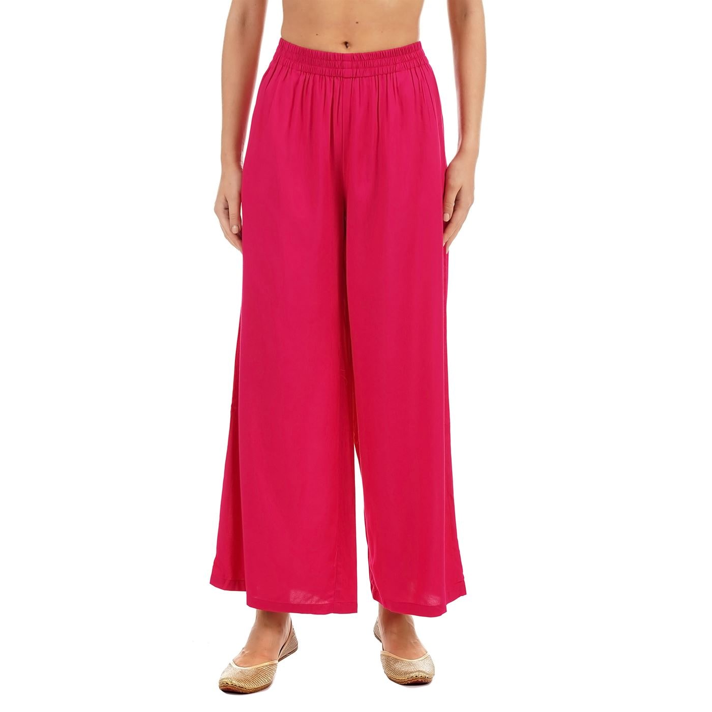 

Ethnicity Pink Solid Flared Palazzo